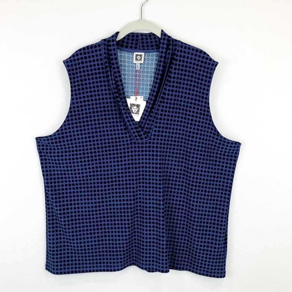 Anne Klein V-Neck Dot Shell